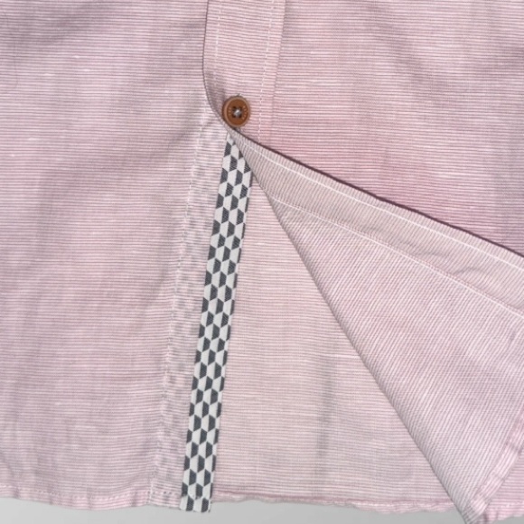 Ted Baker London Linen Blend Short Sleeve Button-Up Shirt Pink Size 3 (M) - Picture 9 of 13